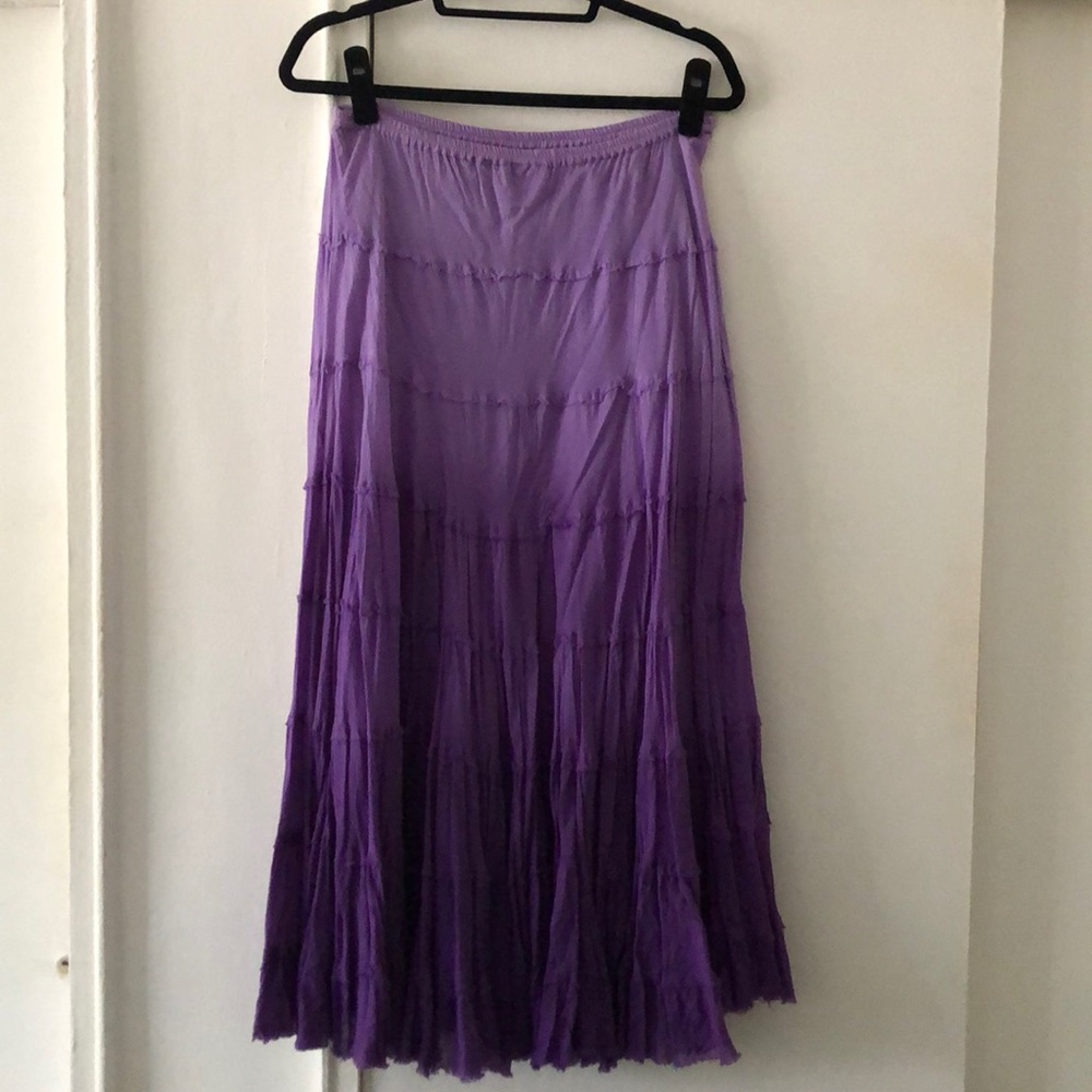 Ladies L maxi skirt cotton gauze, tiered hombre